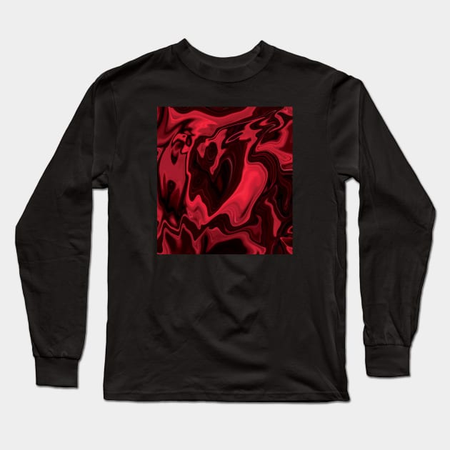 Abstract Liquid Red Marble Design Long Sleeve T-Shirt by STUDIOVO